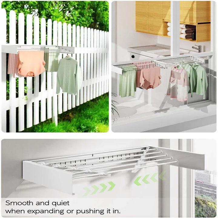 Elevate Your Drying Experience with Our Stylish Indoor Wall-Mounted Retractable Clothes Drying Rack - The Perfect Collapsible Solution for Towels and Garments
