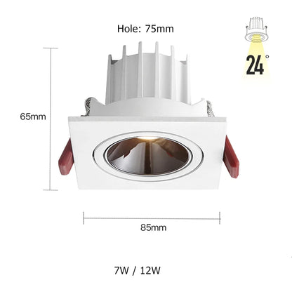 Led Downlight Recessed Deep Anti-glare Led Ceiling Downlights Single/ Double Dimmable 12W 24W For Home Bedroom Spot Office Lamp