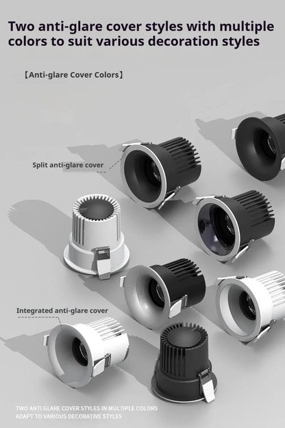 Recessed LED Downlight COB 9W 12W 15W 18W 24W 360° Adjustable Angle Ceiling Lamp Round Panel Light Dimmable Spotlight 110V 220V