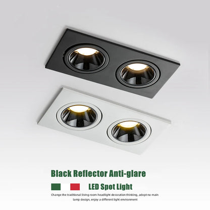 Led Downlight Recessed Deep Anti-glare Led Ceiling Downlights Single/ Double Dimmable 12W 24W For Home Bedroom Spot Office Lamp