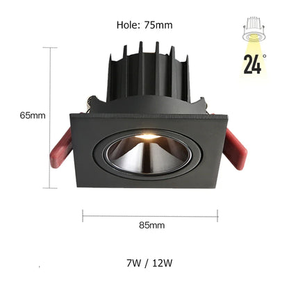 Led Downlight Recessed Deep Anti-glare Led Ceiling Downlights Single/ Double Dimmable 12W 24W For Home Bedroom Spot Office Lamp