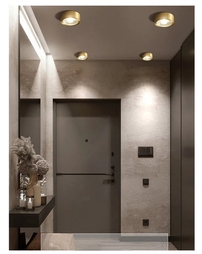 Copper downlights Nordic brief LED ceiling lights corridor lamp foyer balconies living room luxury circular spotlights