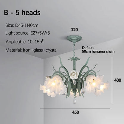 Modern Flower Chandelier French Living Room Chandelier For Dining Room Bedroom Hotel Shop Decor Luxury LED Crystal Chandelier