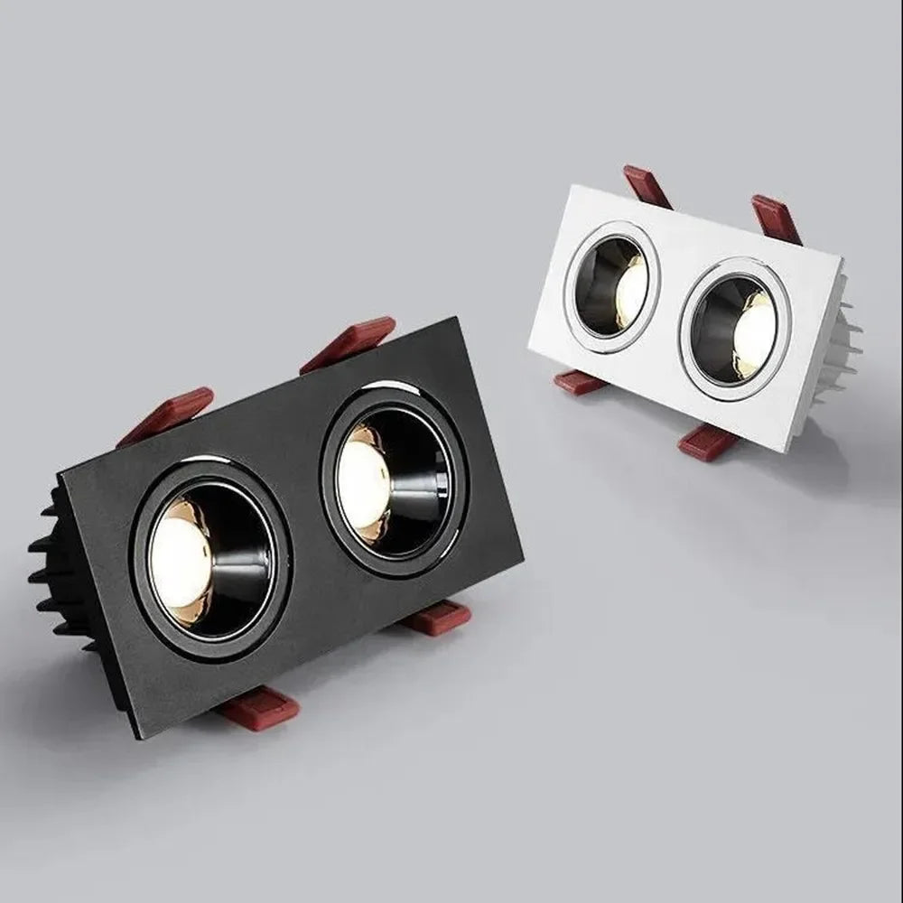 Led Downlight Recessed Deep Anti-glare Led Ceiling Downlights Single/ Double Dimmable 12W 24W For Home Bedroom Spot Office Lamp