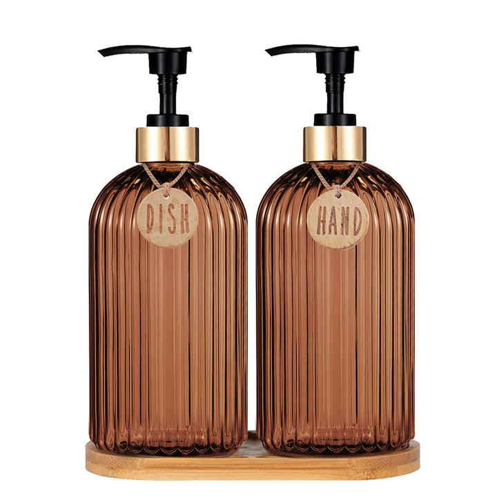 Chic Amber Dish Soap Dispenser - Elevate Your Kitchen and Bathroom with Style and Functionality