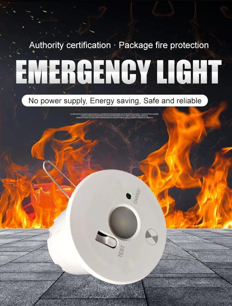 Emergency Downlight Recessed Ceiling Lights Warehouse Staircase Aisle Entrance Balcony 3Hours Emergency Lighting Ac200-240v
