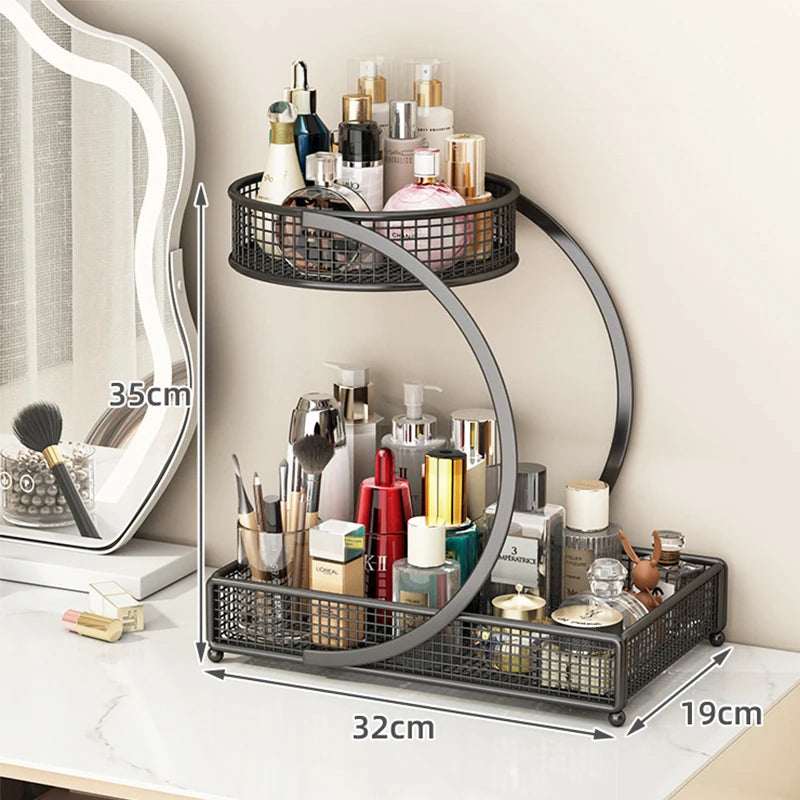 Transform Your Beauty Space with the Multi-Layer Metal Makeup Storage Rack - Effortless Organization for Every Cosmetic Lover