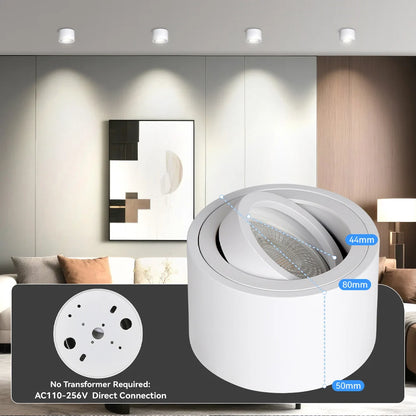 LED Downlight Angle Adjustable LED Ceiling Light Dimmable Surface Mounted Downlight Ceiling Spot Lights Indooor Light Home Decor