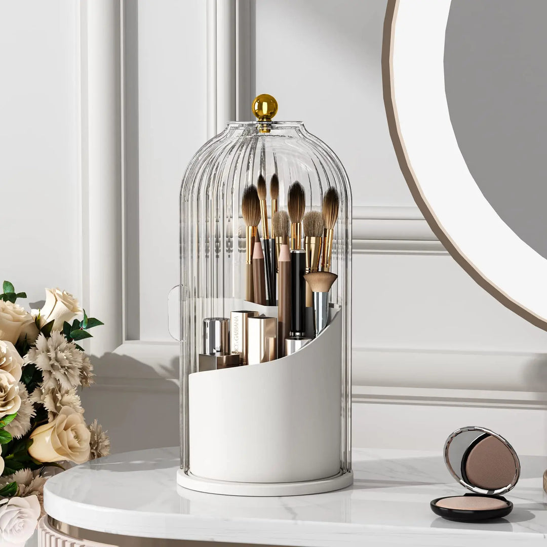 Revolutionize Your Beauty Routine with the YOOLENS 360-Degree Rotating Makeup Brush Organizer - Stylish, Dustproof, and Perfect for Any Space!