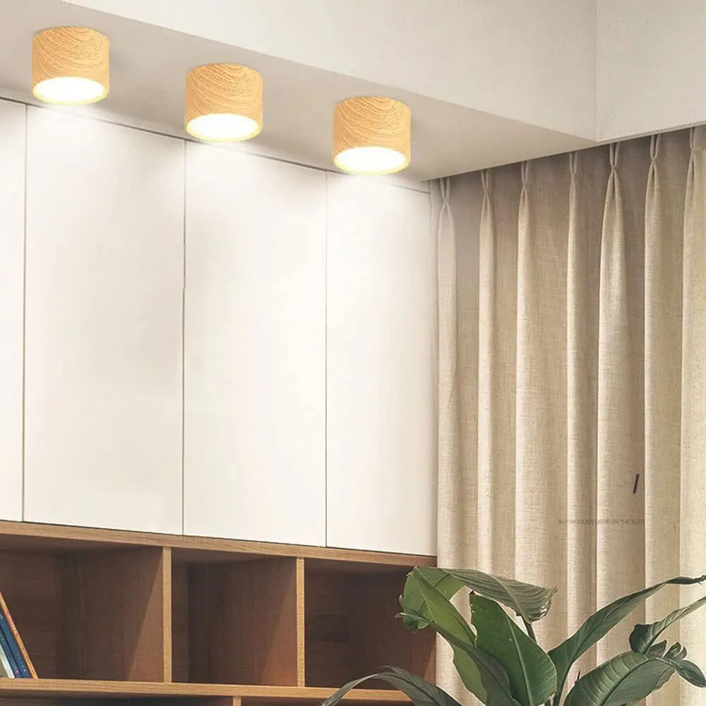 220V Downlight, Wooden Ceiling Lamp, Indoor Decor Lamps, Room Lighting, Living Room Corridor LED Down Lights for Street Bedroom