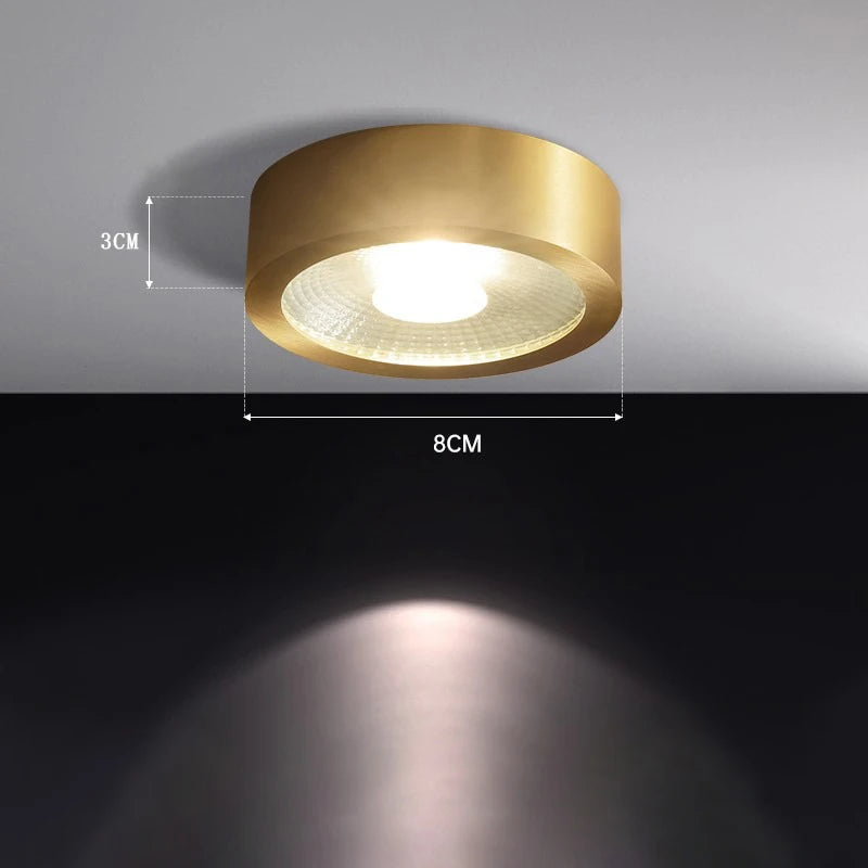 Copper downlights Nordic brief LED ceiling lights corridor lamp foyer balconies living room luxury circular spotlights