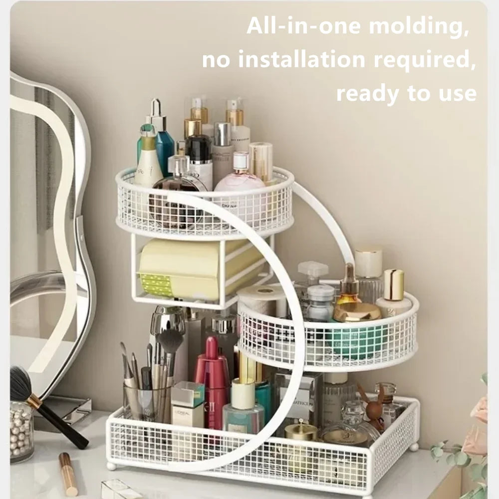 Transform Your Beauty Space with the Multi-Layer Metal Makeup Storage Rack - Effortless Organization for Every Cosmetic Lover