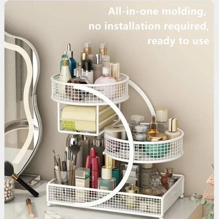 Transform Your Beauty Space with the Multi-Layer Metal Makeup Storage Rack - Effortless Organization for Every Cosmetic Lover