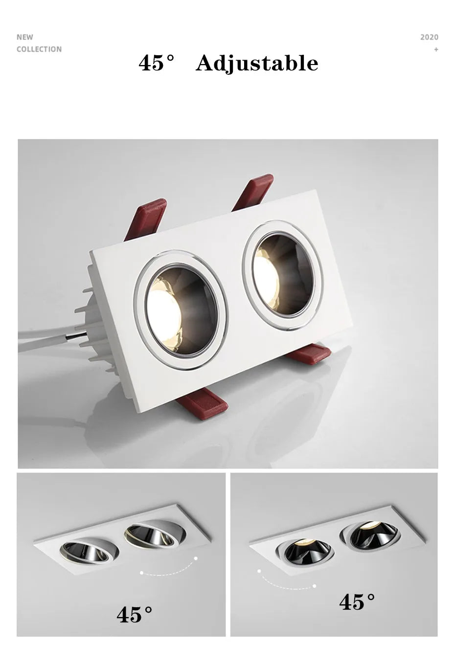 Led Downlight Recessed Deep Anti-glare Led Ceiling Downlights Single/ Double Dimmable 12W 24W For Home Bedroom Spot Office Lamp