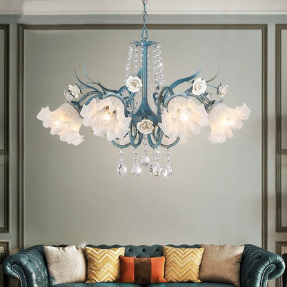 Modern Flower Chandelier French Living Room Chandelier For Dining Room Bedroom Hotel Shop Decor Luxury LED Crystal Chandelier