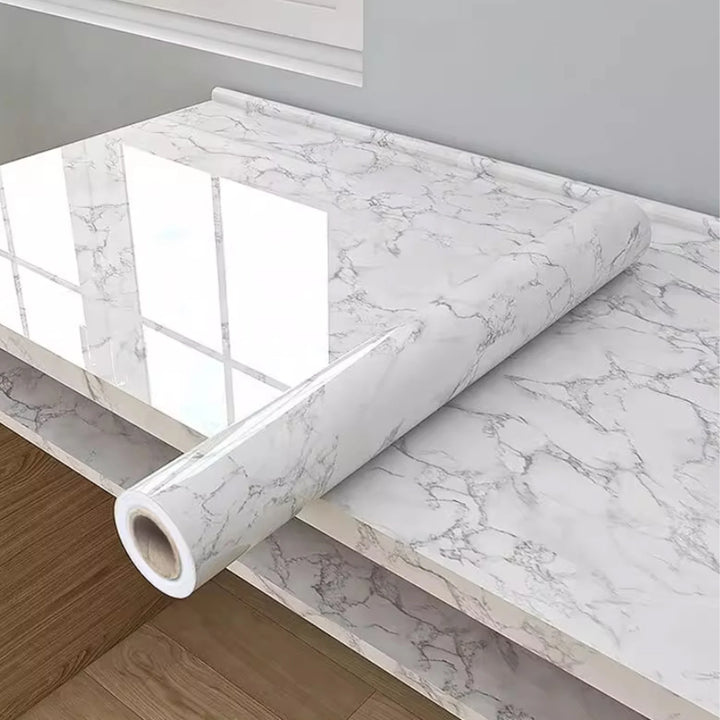 Transform Your Space with 55cm Waterproof Marble Vinyl Self-Adhesive Wallpaper - Perfect for Kitchens and Living Rooms
