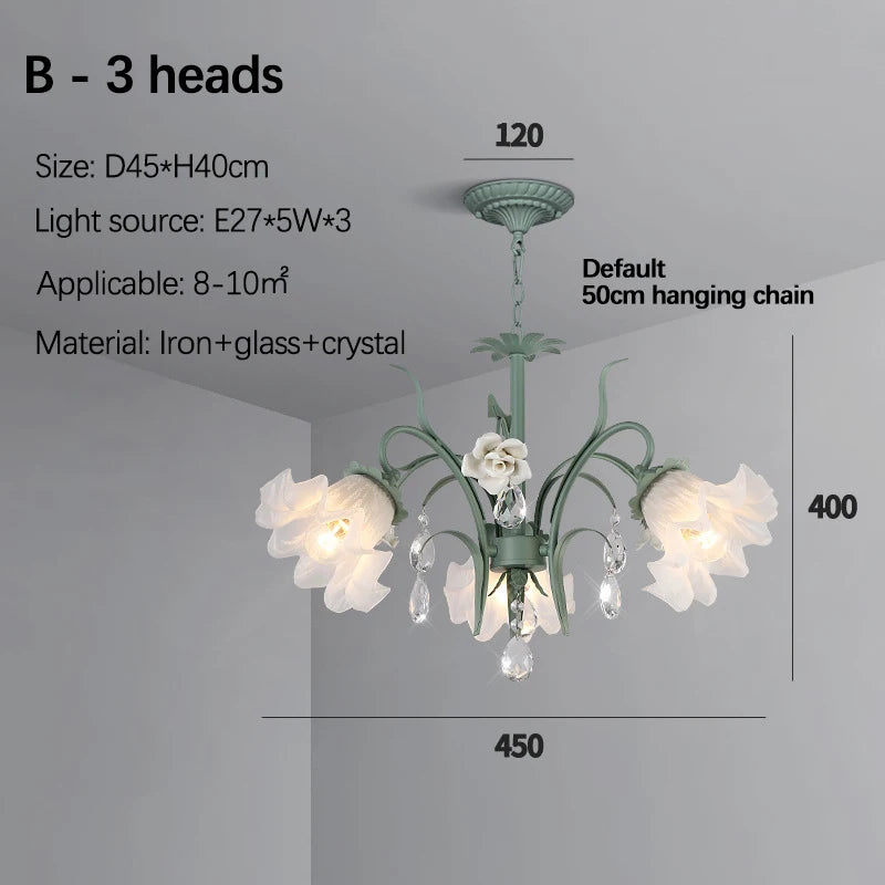 Modern Flower Chandelier French Living Room Chandelier For Dining Room Bedroom Hotel Shop Decor Luxury LED Crystal Chandelier