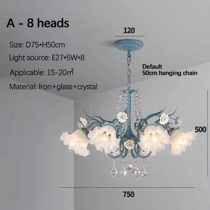 Modern Flower Chandelier French Living Room Chandelier For Dining Room Bedroom Hotel Shop Decor Luxury LED Crystal Chandelier