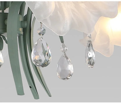 Modern Flower Chandelier French Living Room Chandelier For Dining Room Bedroom Hotel Shop Decor Luxury LED Crystal Chandelier
