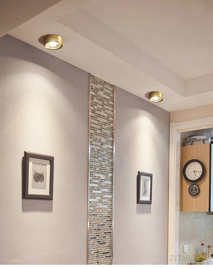 Copper downlights Nordic brief LED ceiling lights corridor lamp foyer balconies living room luxury circular spotlights
