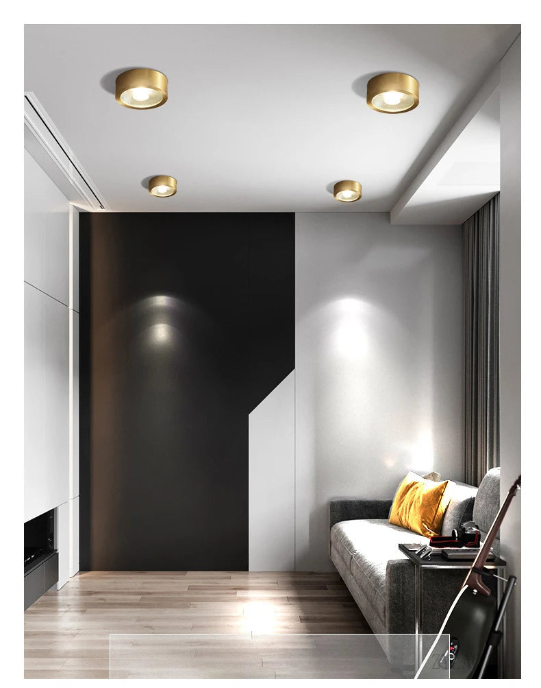 Copper downlights Nordic brief LED ceiling lights corridor lamp foyer balconies living room luxury circular spotlights
