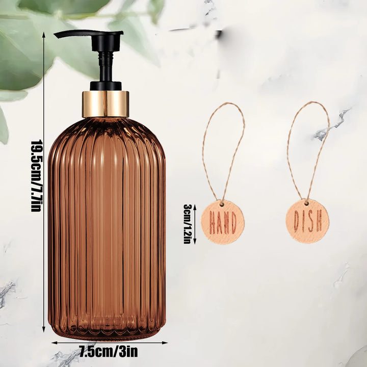 Chic Amber Dish Soap Dispenser - Elevate Your Kitchen and Bathroom with Style and Functionality