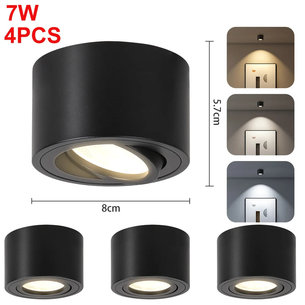 LED Downlight Angle Adjustable LED Ceiling Light Dimmable Surface Mounted Downlight Ceiling Spot Lights Indooor Light Home Decor