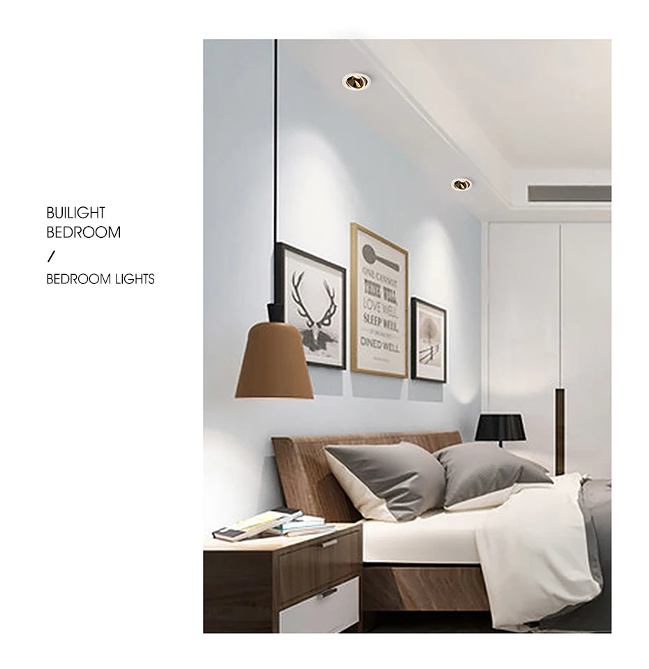 Led Downlight Recessed Deep Anti-glare Led Ceiling Downlights Single/ Double Dimmable 12W 24W For Home Bedroom Spot Office Lamp