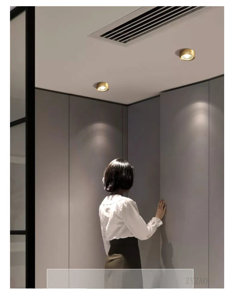 Copper downlights Nordic brief LED ceiling lights corridor lamp foyer balconies living room luxury circular spotlights
