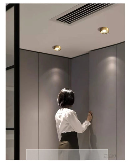 Copper downlights Nordic brief LED ceiling lights corridor lamp foyer balconies living room luxury circular spotlights
