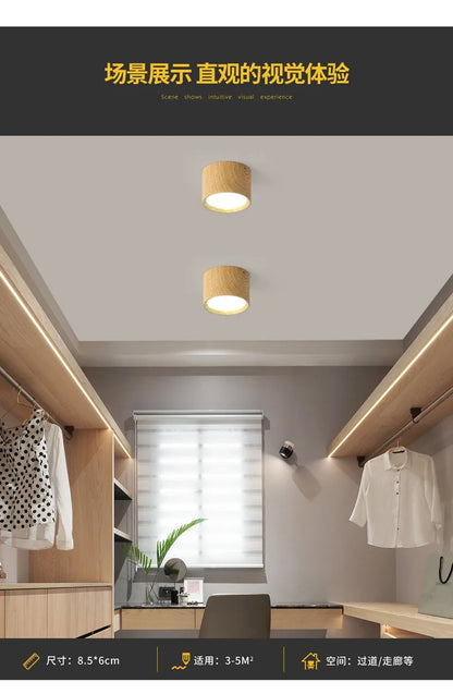 220V Downlight, Wooden Ceiling Lamp, Indoor Decor Lamps, Room Lighting, Living Room Corridor LED Down Lights for Street Bedroom