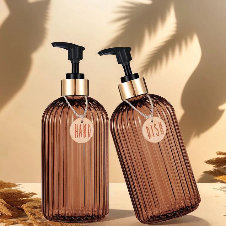 Chic Amber Dish Soap Dispenser - Elevate Your Kitchen and Bathroom with Style and Functionality