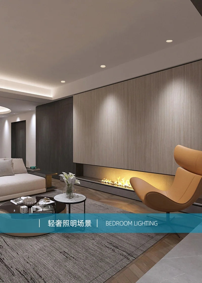 Downlight Ceiling Lamp Modern Design Embedded Lamps Borderless Spotlight Living Room Bedroom Home LightinAC110/220V Opening 75mm