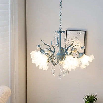 Modern Flower Chandelier French Living Room Chandelier For Dining Room Bedroom Hotel Shop Decor Luxury LED Crystal Chandelier