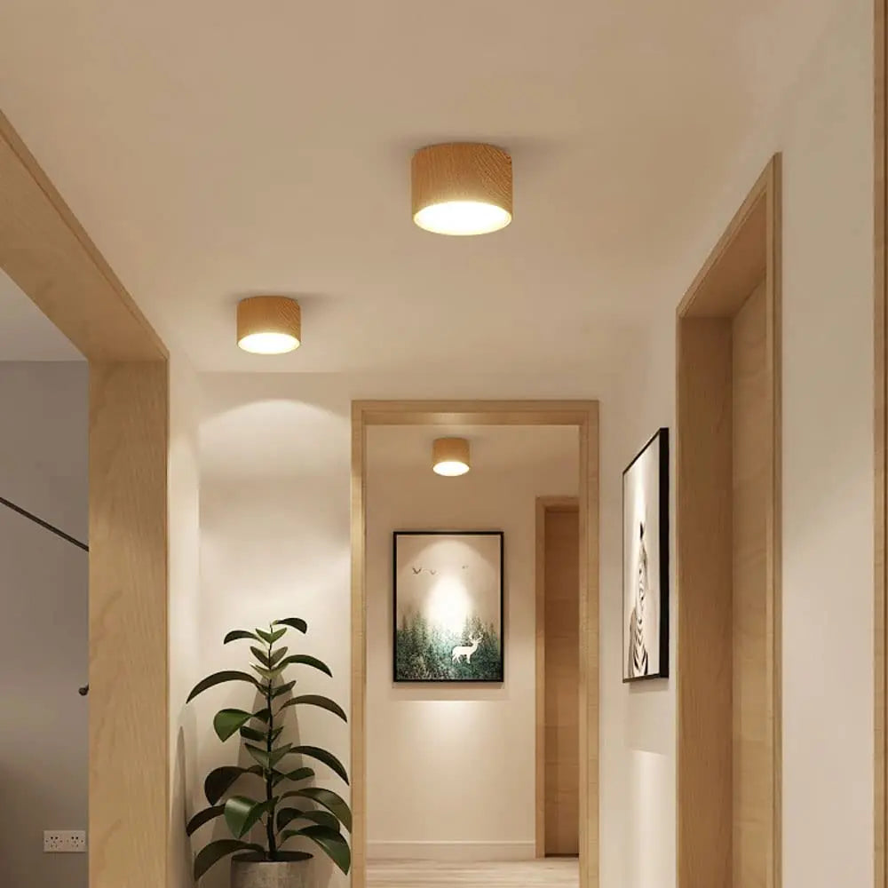 220V Downlight, Wooden Ceiling Lamp, Indoor Decor Lamps, Room Lighting, Living Room Corridor LED Down Lights for Street Bedroom
