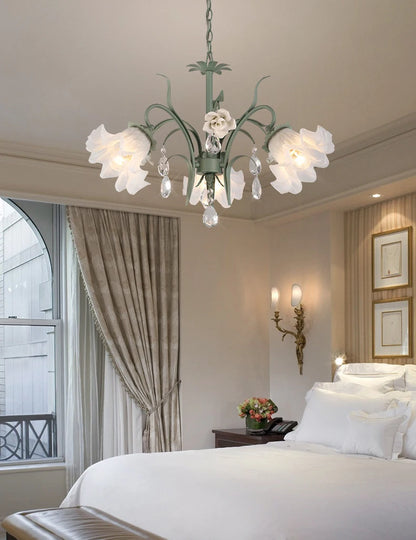 Modern Flower Chandelier French Living Room Chandelier For Dining Room Bedroom Hotel Shop Decor Luxury LED Crystal Chandelier