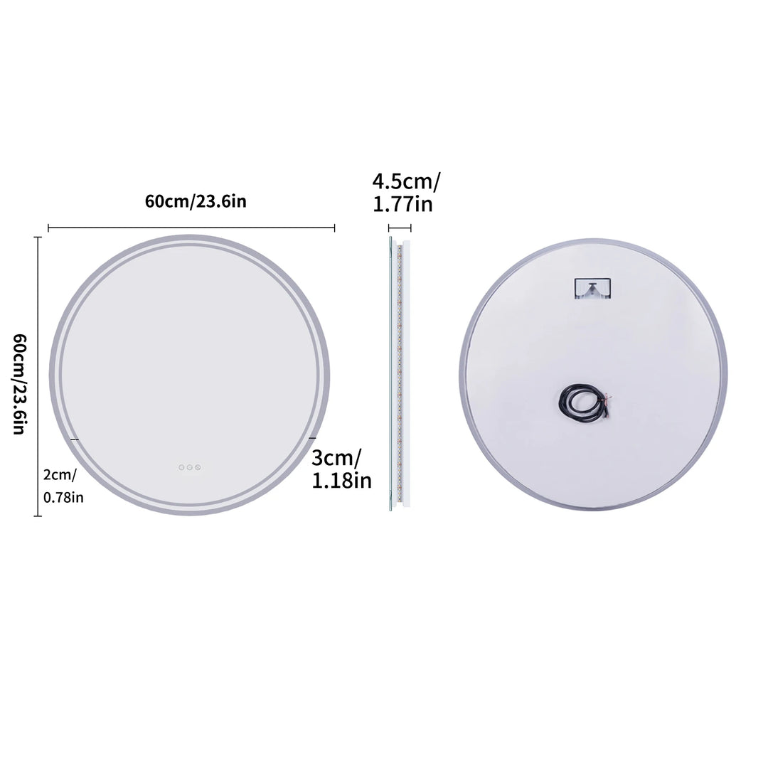 Illuminate Your Space with the 80cm Round LED Bathroom Mirror - Touch Screen, Dimmable, and Anti-Fog Technology