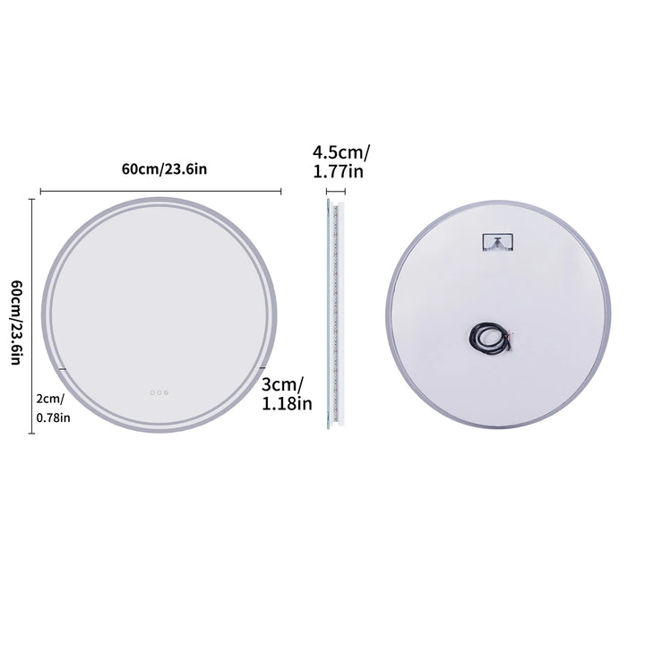 Illuminate Your Space with the 80cm Round LED Bathroom Mirror - Touch Screen, Dimmable, and Anti-Fog Technology