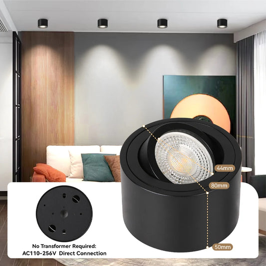 LED Downlight Angle Adjustable LED Ceiling Light Dimmable Surface Mounted Downlight Ceiling Spot Lights Indooor Light Home Decor
