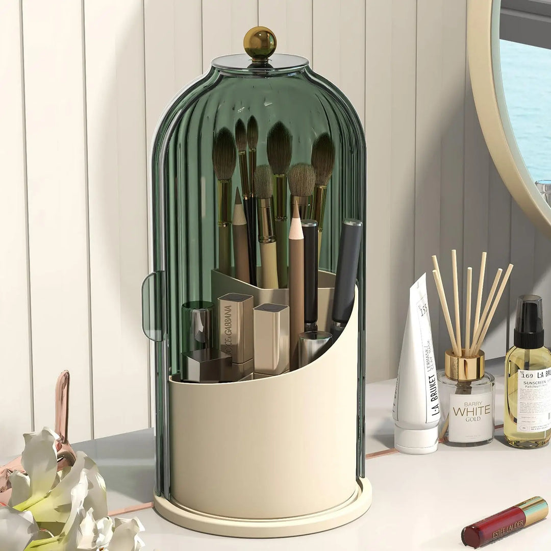 Revolutionize Your Beauty Routine with the YOOLENS 360-Degree Rotating Makeup Brush Organizer - Stylish, Dustproof, and Perfect for Any Space!