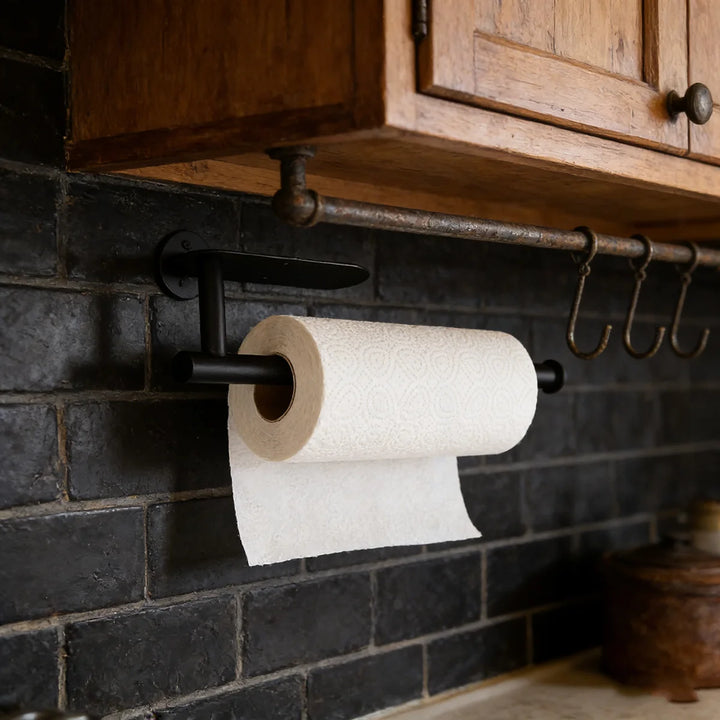 Sleek Stainless Steel Paper Towel Holder - Stylish Wall-Mounted or Countertop Napkin Organizer in Gold and Black for Effortless Kitchen and Bathroom Storage