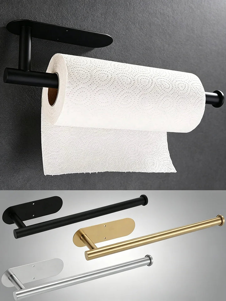 Sleek Stainless Steel Paper Towel Holder - Stylish Wall-Mounted or Countertop Napkin Organizer in Gold and Black for Effortless Kitchen and Bathroom Storage