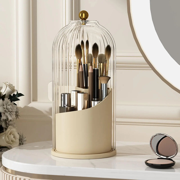 Revolutionize Your Beauty Routine with the YOOLENS 360-Degree Rotating Makeup Brush Organizer - Stylish, Dustproof, and Perfect for Any Space!