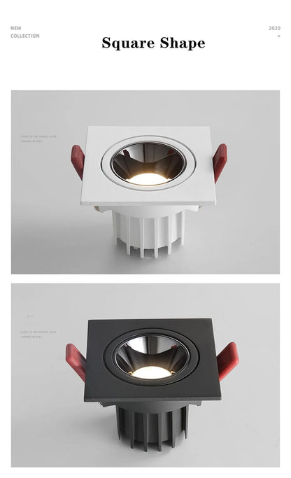 Led Downlight Recessed Deep Anti-glare Led Ceiling Downlights Single/ Double Dimmable 12W 24W For Home Bedroom Spot Office Lamp