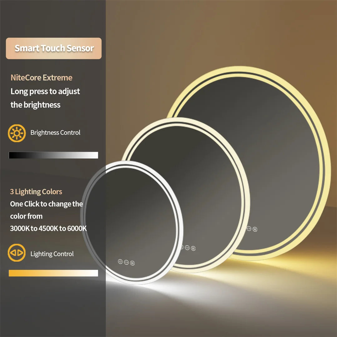 Illuminate Your Space with the 80cm Round LED Bathroom Mirror - Touch Screen, Dimmable, and Anti-Fog Technology