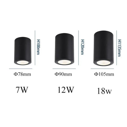 LED Downlight Ceiling Spotlight 7W 12W 18W Surface Mounted Aluminum Spots Lamp For Room Home Kitchen Bathroom