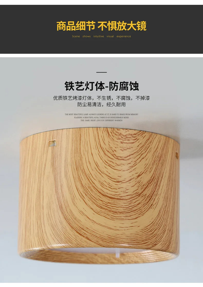 220V Downlight, Wooden Ceiling Lamp, Indoor Decor Lamps, Room Lighting, Living Room Corridor LED Down Lights for Street Bedroom