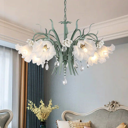 Modern Flower Chandelier French Living Room Chandelier For Dining Room Bedroom Hotel Shop Decor Luxury LED Crystal Chandelier