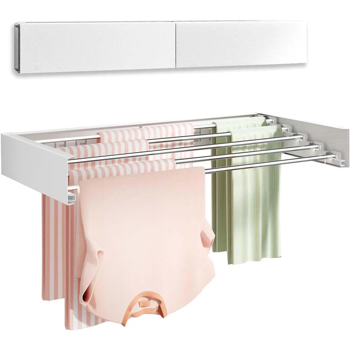 Elevate Your Drying Experience with Our Stylish Indoor Wall-Mounted Retractable Clothes Drying Rack - The Perfect Collapsible Solution for Towels and Garments