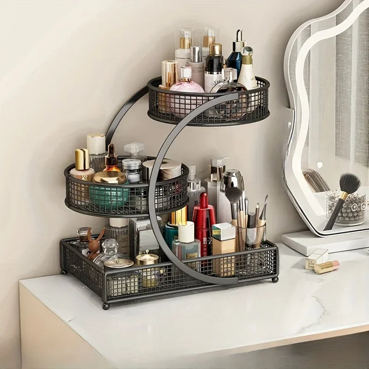 Transform Your Beauty Space with the Multi-Layer Metal Makeup Storage Rack - Effortless Organization for Every Cosmetic Lover